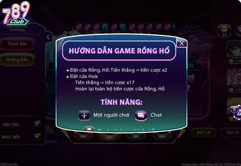 Luật chơi cơ bản của Rồng Hổ